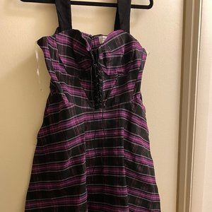 Unique Vintage Purple and Black Plaid Corset Dress
